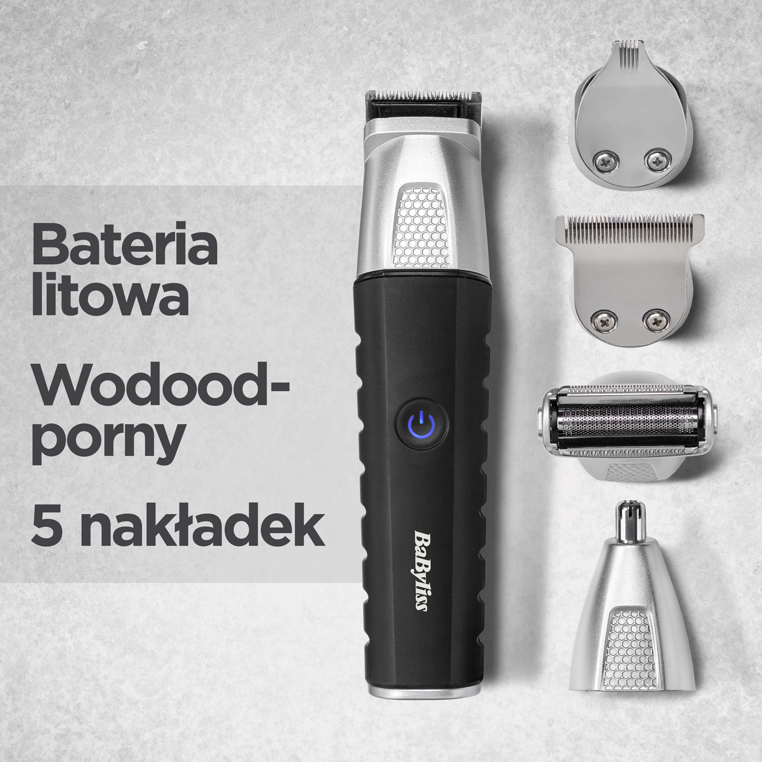 Bateria litowa. Wodoodporny. 5 nakładek